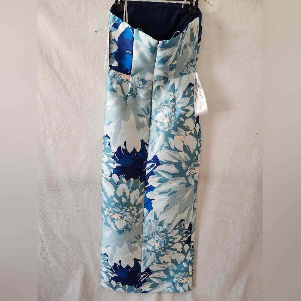 Kay Unger Lucienne Strapless Column Gown In Nile Blue Midnight Sz 6 - Picture 4 of 11